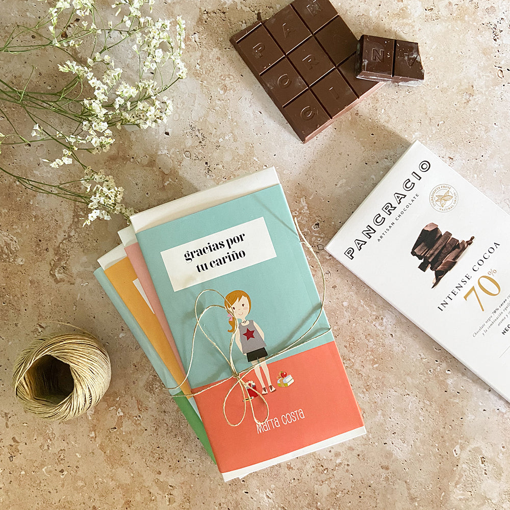 Pack de 4 chocolates personalizados para Profes