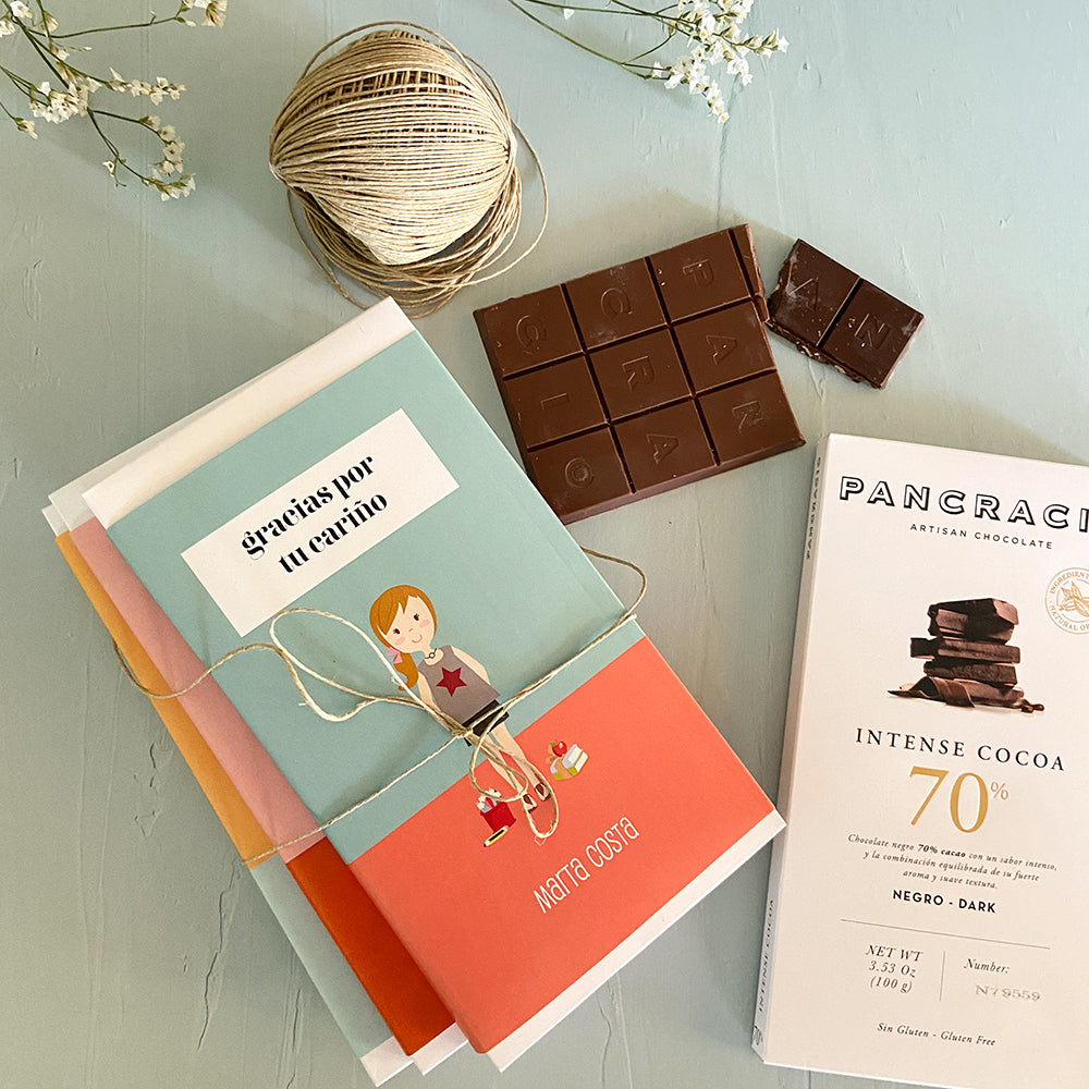 Pack de 4 chocolates personalizados para Profes