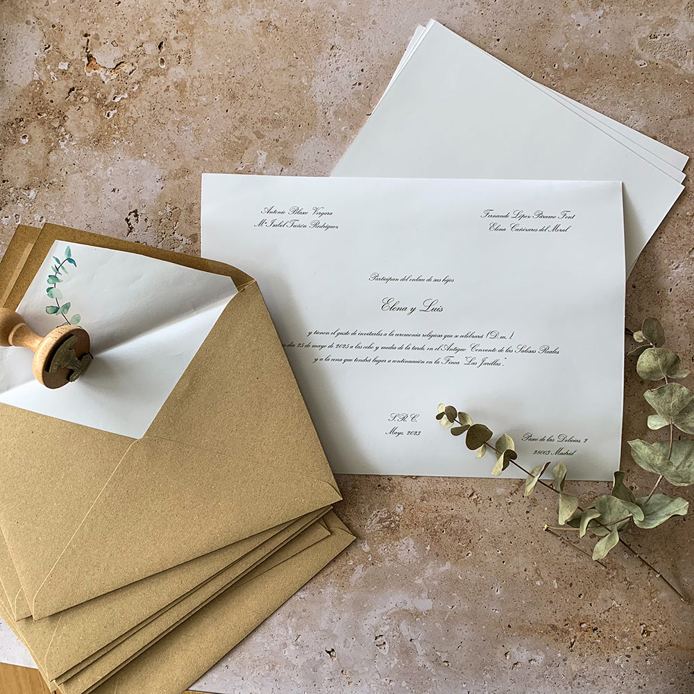 Invitaciones de Boda Clásicas Díptico (desde 3,74€)