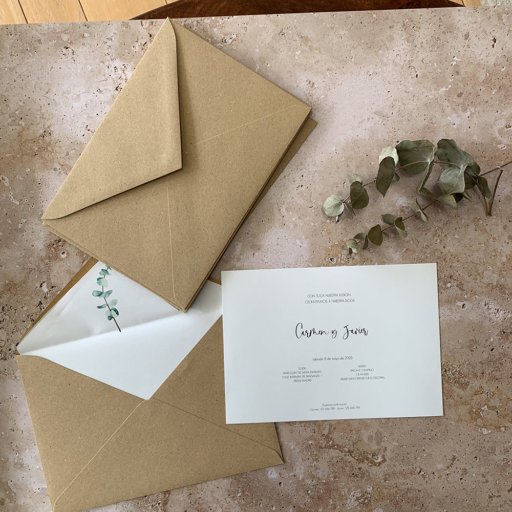 Invitaciones de Boda Clásicas Díptico (desde 3,74€)