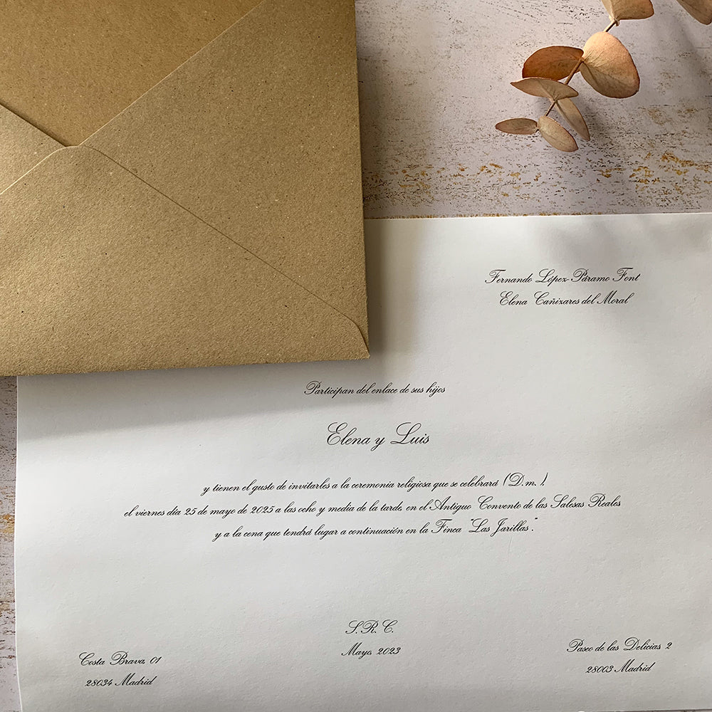 Invitaciones de Boda Clásicas Díptico (desde 3,74€)