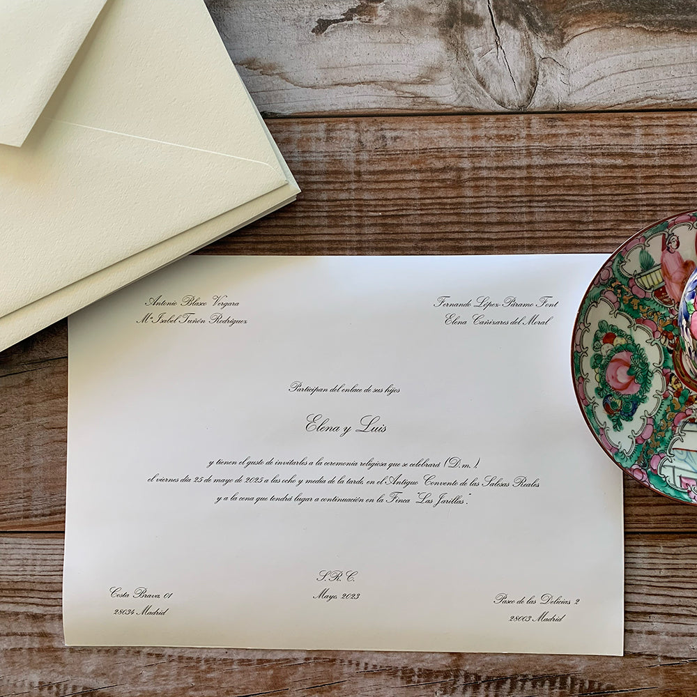 Invitaciones de Boda Clásicas Díptico (desde 3,74€)