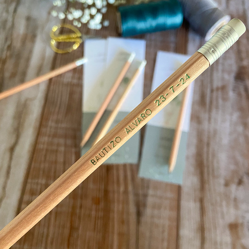 20 personalized pencils with Christening card