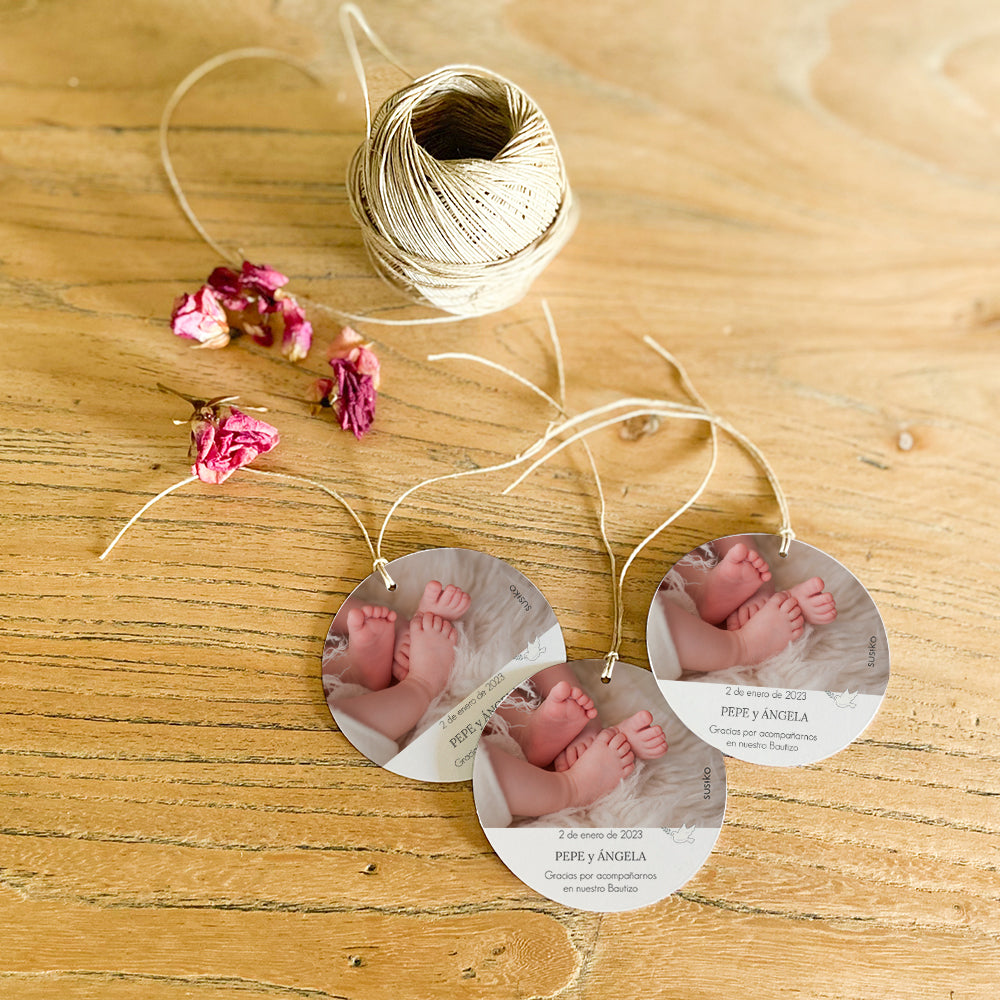Twin Baptism Labels with String (20 units)