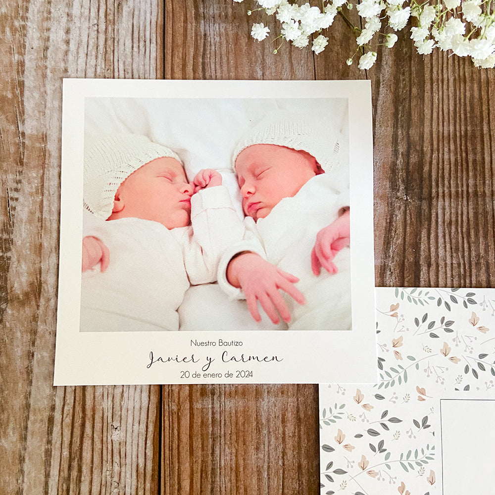 Twin Baptism Reminders Photo with Magnet and envelope (2.5€)